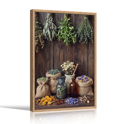 Ensemble de 1 tableau sur toile représentant une nature morte à base de plantes