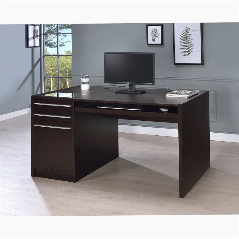 Halston Cappuccino 3-Drawer Office Computer Desk