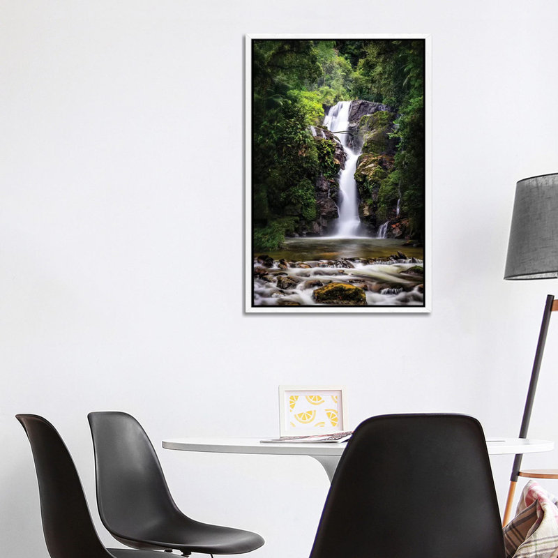 Waterfall II by Glauco Meneghelli - Print on Canvas, Brown Floater Frame, 101.6 cm H x 66.04 cm W
