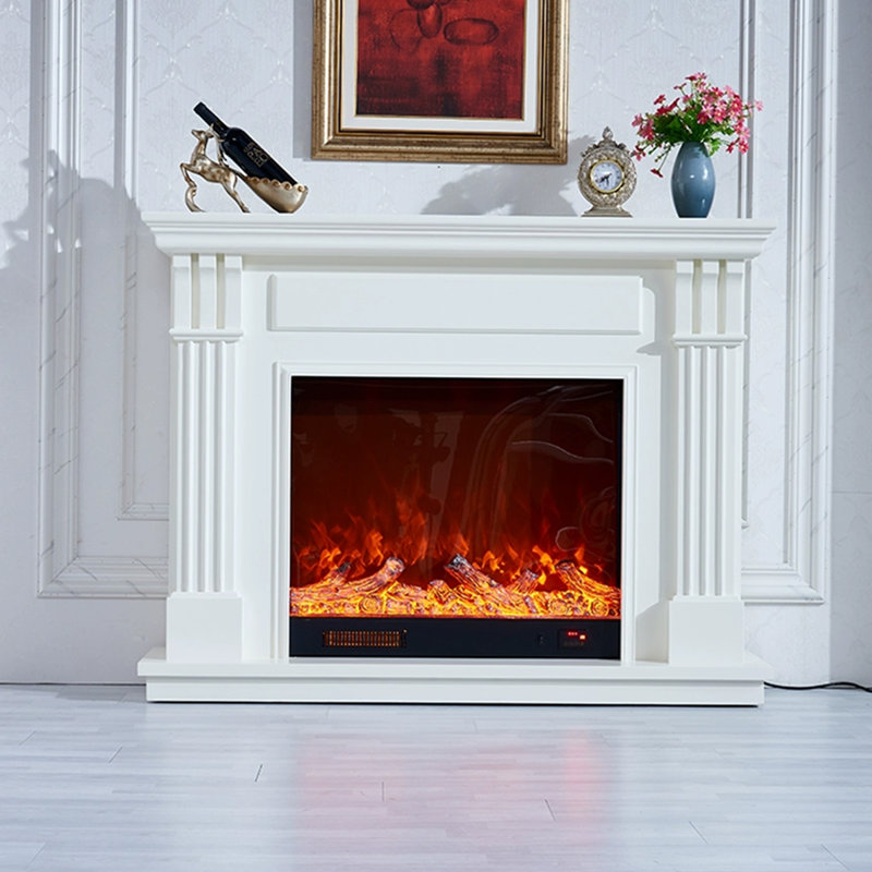 Foyer électrique en bois massif, Beige
