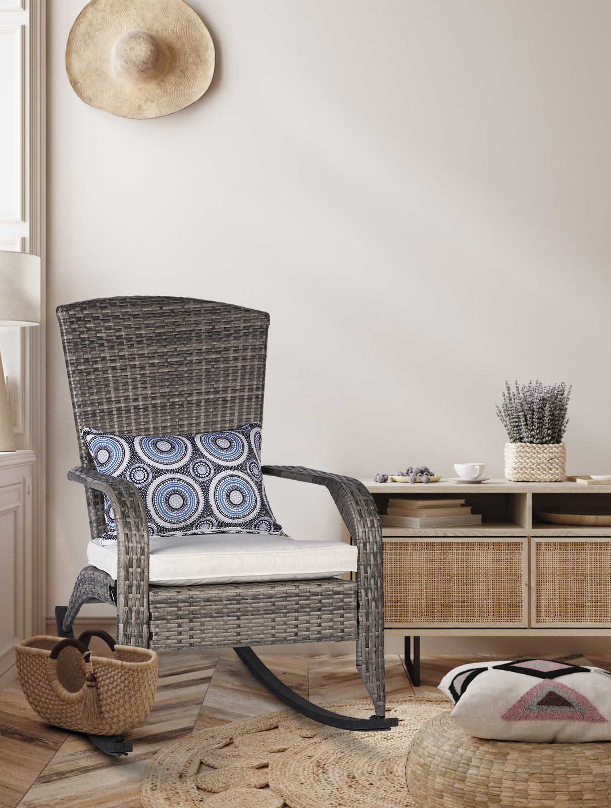 Lark Manor™ Alissabeth Wicker Outdoor Rocking Chair & Reviews | Wayfair