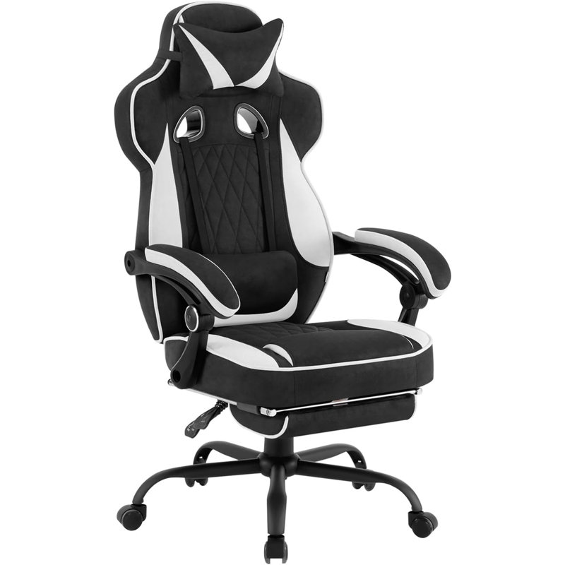 Inbox Zero Adjustable Reclining Ergonomic Faux Leather Swiveling PC & Racing Game Chair with Footrest