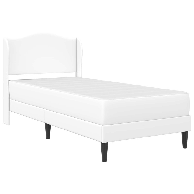 Upholstered Bed Frame with Mattress, Single (3'), White