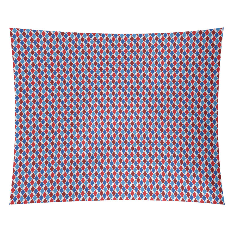 Tapisserie à motif diamants fêtes en polyester, Bleu / Orange, H 88 po x l 104 po