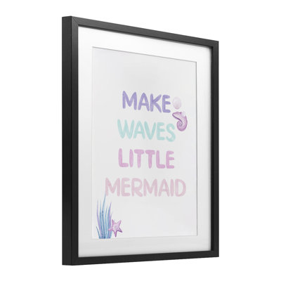 Make Waves Little Mermaid Framed Print Under Glass, design by Kim Allen