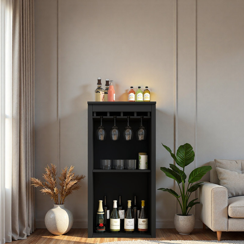 Modular Wine Bar Cabinet With Storage Shelves With Hutch For Dining Room