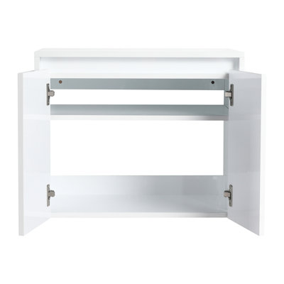 24" Glossy White Bathroom Wall Cabinet, 2 Soft - Closing Doors, Floating Mount, Kd Packed, For Bathroom, Storage, Bedroom, Study, Close Hinges, Plywood Mounted Ideal Small Item Organization, Spacious