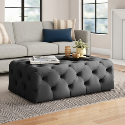 Huskins 47" Wide Velvet Tufted Rectangle Ottoman by Three Posts
