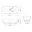 68.9 Inch Translucent Grey Blue Oval Freestanding Soaking Bathtub For Bathroom