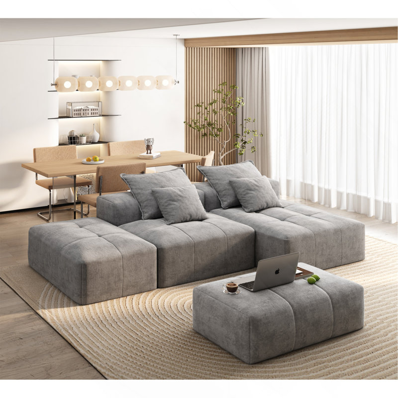 Canapé modulaire surdimensionné moderne avec repose-pieds, Gris