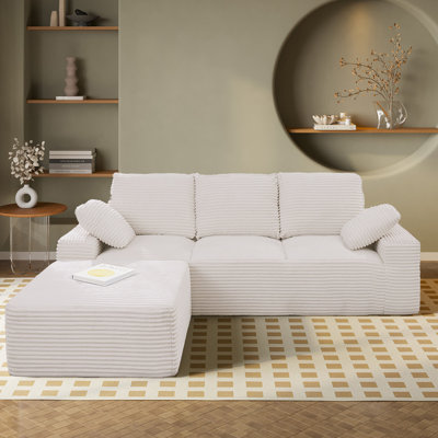 Hartwig Corduroy Modular Deep Seat Sectional Sofa with Ottoman, No Assembly Required by Ivy Bronx