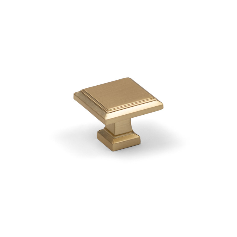 Brushed Brass Square Knob, 32mm Knob