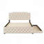 Grand lit plateforme tapissier avec lit gigogne simple et 2 ensembles de ports USB de chaque côté, tissu en lin-1569310646