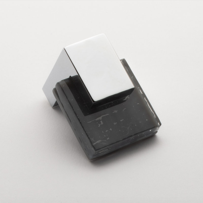 Affinity 1.625" Length Rectangle Knob, Polished Chrome, Gray