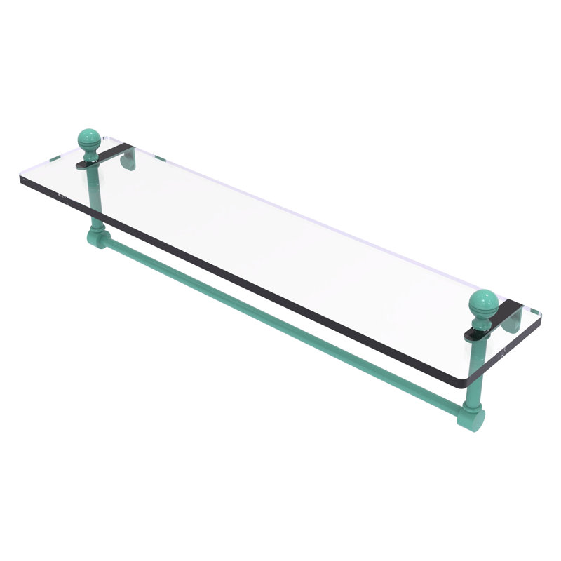 Tablette de meuble-lavabo en verre Mambo avec barre à serviettes intégrée MA, H 5 po x l 22 po x P 5 po, Vert écume de mer