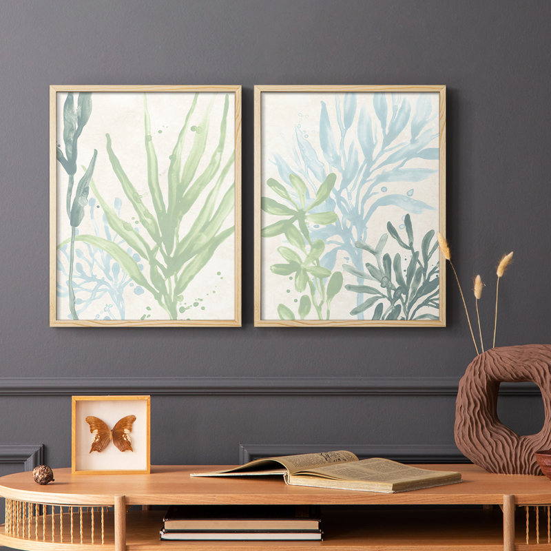 «Swaying Seagrass I-Premium», reproduction encadrée prête à accrocher - aucun clou requis - aucun clou requis, Bois naturel