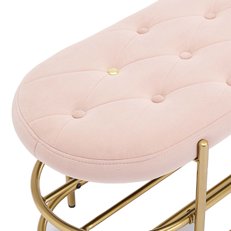 Banc de rangement en velours Rosheda, Rose