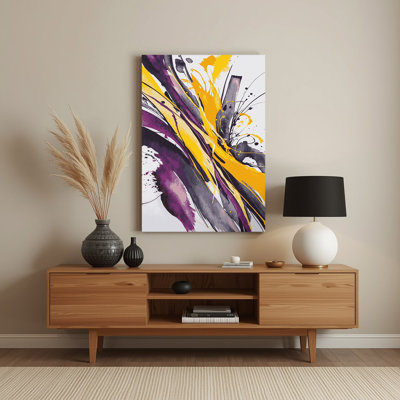 Aquarelle abstraite 83, art mural en métal mauve