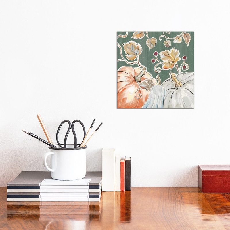 Pumpkin Patch III Dark by Daphne Brissonnet - Painting on Canvas, Wrapped Canvas, 30.48 cm H x 30.48 cm W