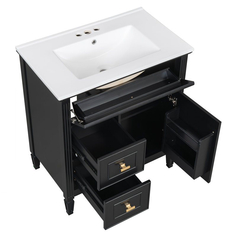 Meuble-lavabo 30 po avec lavabo, Noir
