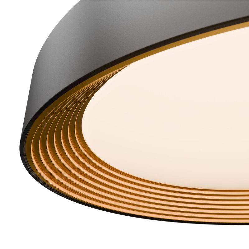 Gaston Dimmable LED Flush Mount With Built In Color Temperature Switch from 2700K/3000K/3500K/4000K, Black/Gold, 26"