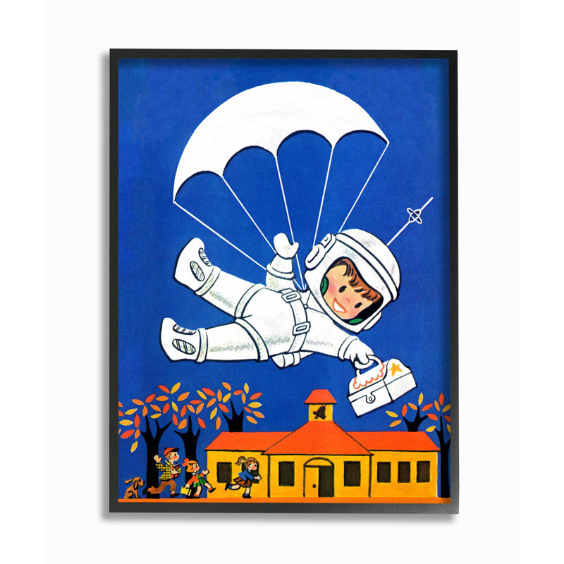 Caricature de Riey Space Landing, Giclée encadrée noir minuit, H 30 po x l 24 po