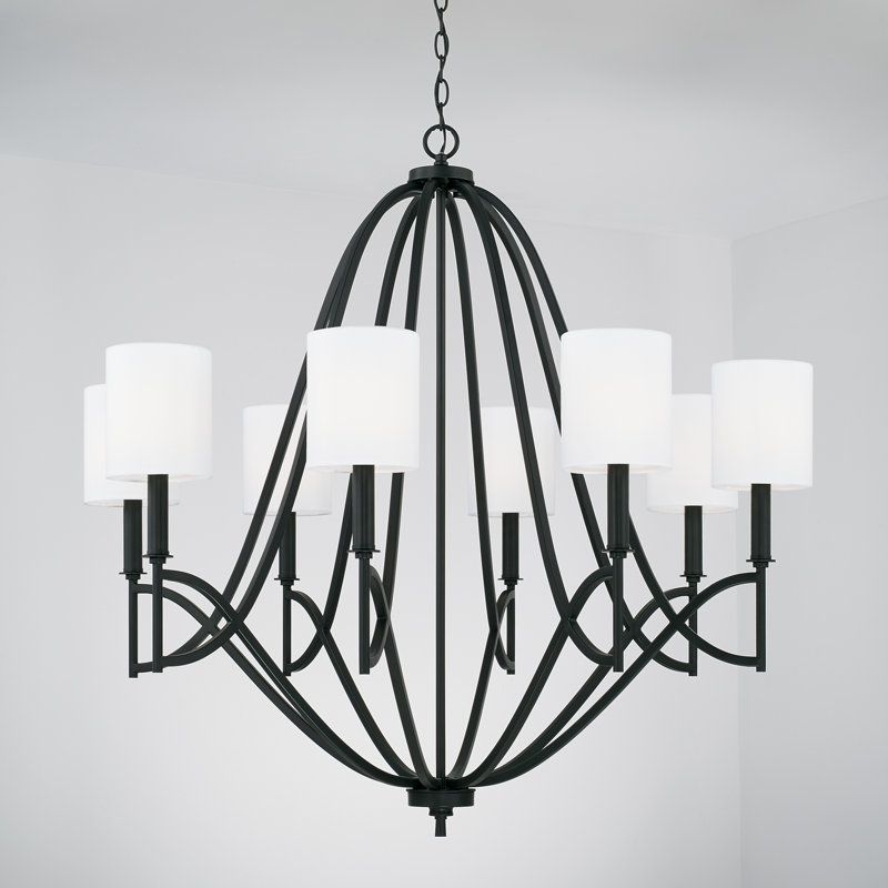 Sylvia Matte Black 8-Light Candle Chandelier