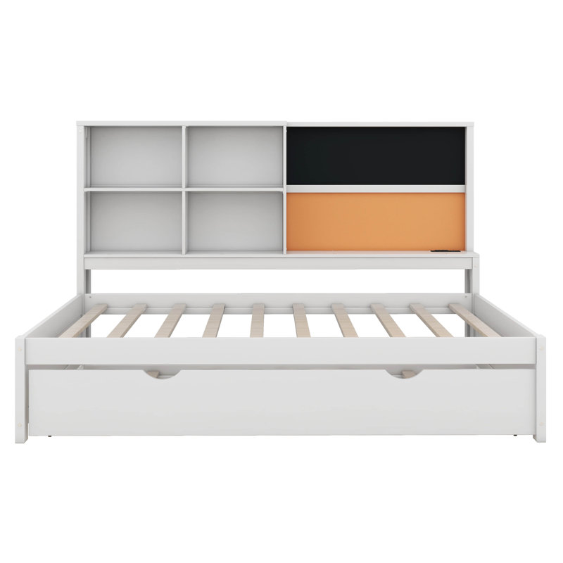 Daybed with Storage Shelves, Full, Light Gray