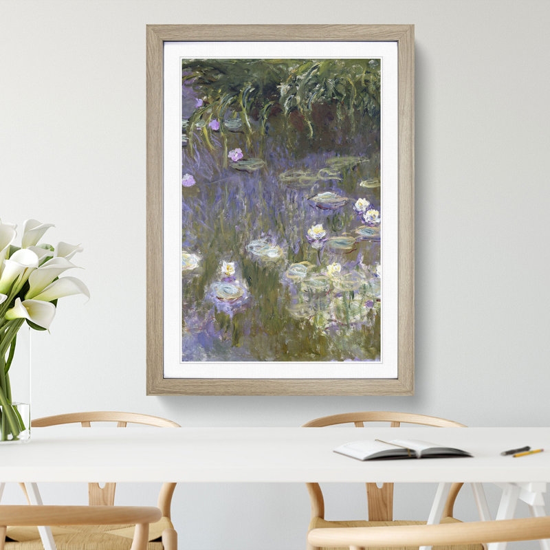Water Lilies Lily Pond Vol.25 by Claude Monet - Picture Frame Painting, 48cm H x 36cm W x 2cm D, Oak