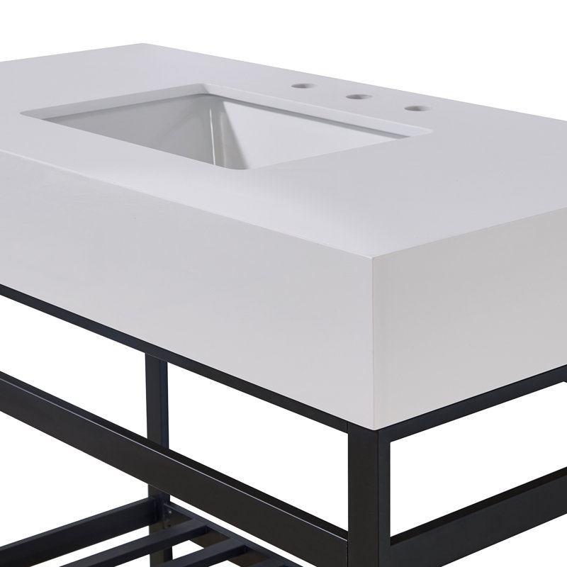 42" Snow White Ceramic Single Bathroom Vanity Top with Sink