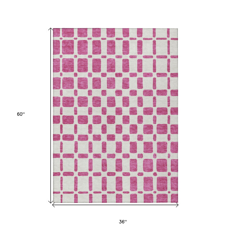 Tapis intérieur / extérieur lavable 3 pi x 5 pi rosé et ivoire