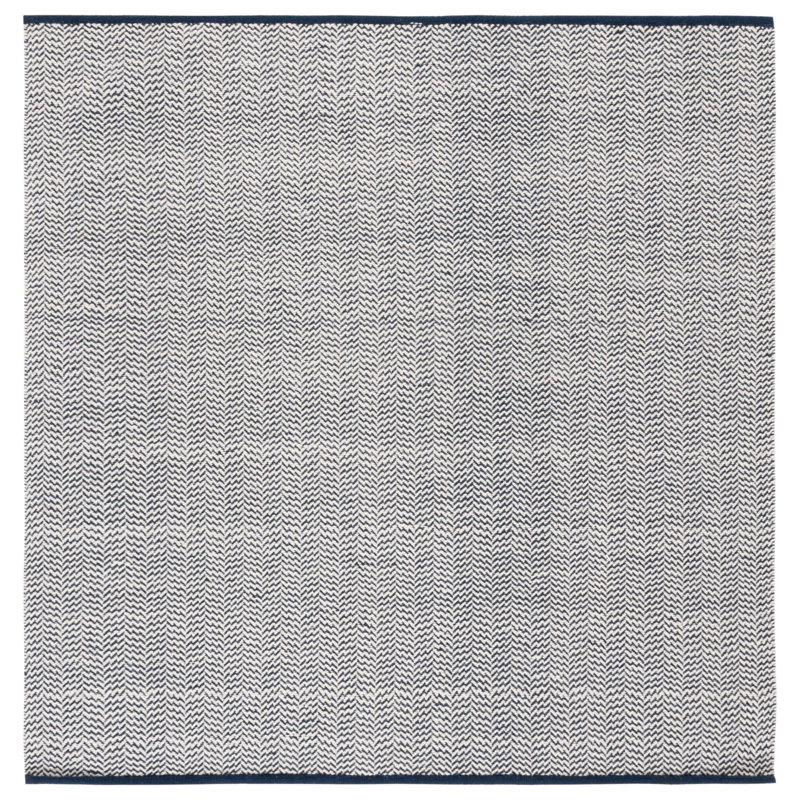 Tapis bleu marine / ivoire en laine tissé à la main Vermont, Carré 6 pi