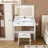 New Large Mirror Vanity Desk For Bed Room,Modern Makeup Vanity Set With Power Outlet And Hair Dryer Holder,5 Drawers,3 Lighting Adjustable Dressing Table For Bedroom,White-2035207572