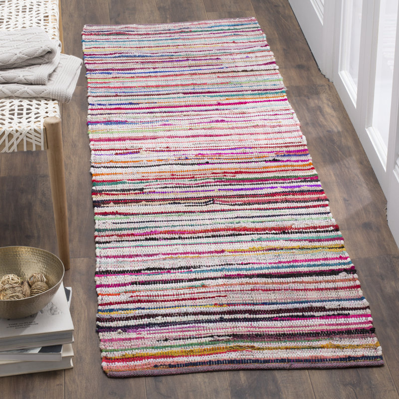 Fales Office Chair Collection Fabric/Metal Striped Rug, Runner 2'3" x 10'