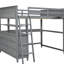 Lit mezzanine pleine grandeur maximisant l'espace - gris, avec tiroirs, bureau et tablettes pour tous les besoins. Tiroirs en bois gris. Maximiser l'utilisation. Fabrication solide, sans sommier. Repos confortable. H 69,4 po x L 80,6 po-534869967