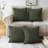 Decorative Compression Green Corduroy Square Throw Pillow Covers With Inserts-113417196