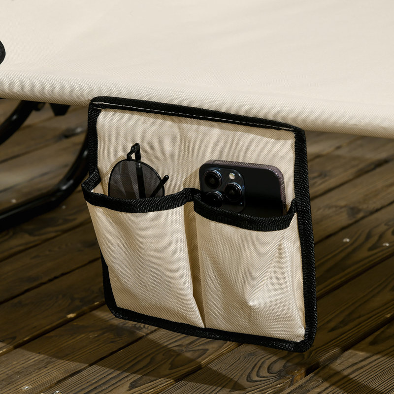 Méridiennes pliantes avec abat-jour, dossier inclinable et poche latérale pour la plage et le patio Outsunny