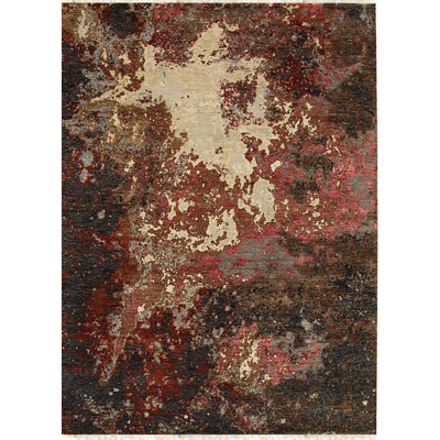 Lydia Lila Earthy Rustic Modern Hand Knotted Wool Abstraction Rug 9'0" x 12'0"