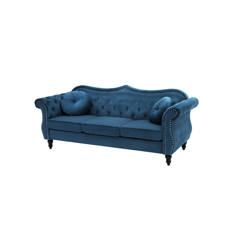 3 Seater Velvet Sofa, Blue