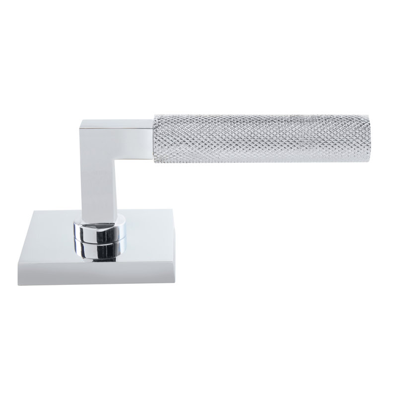 Faux levier moleté Bravura 846-7 sur rosette carrée contemporaine en chrome poli