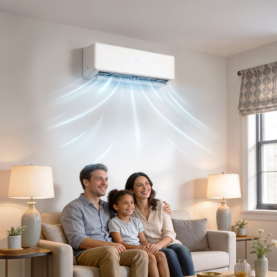 12000 BTU Mini Split Air Conditioner & Heat Pump, 20 SEER2 , 115V Inverter Ductless AC Unit, 3-Level Eco Mode, Pure Design, Complete Kit, White