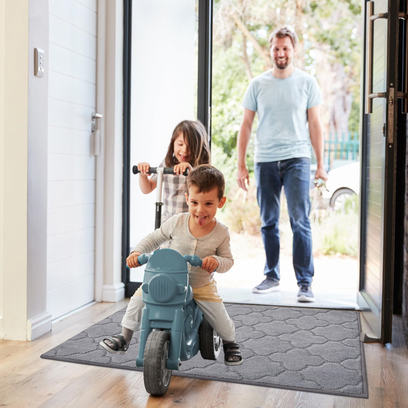 Aleman Non-Slip Doormat, 90cm W x 60cm L, Grey