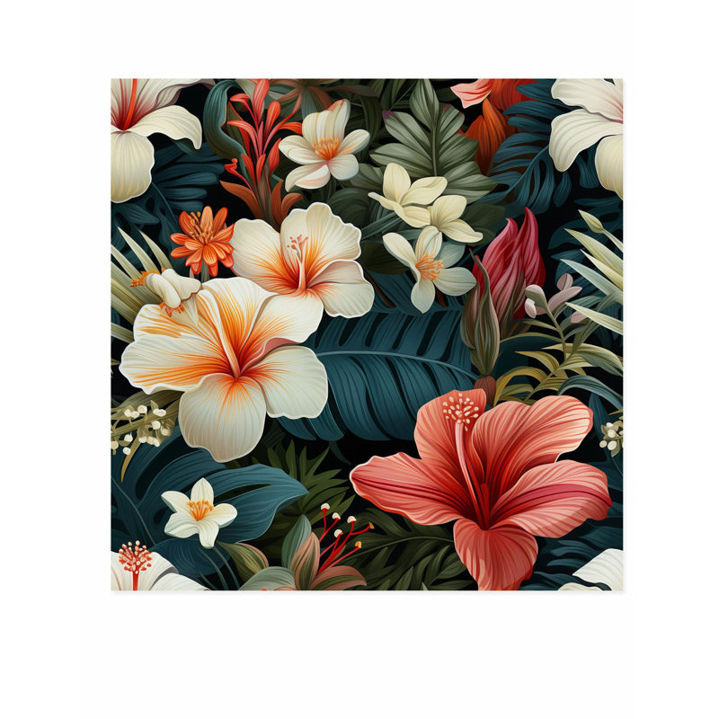 Impression florale florale hawaïen, H 18 po x l 18 po