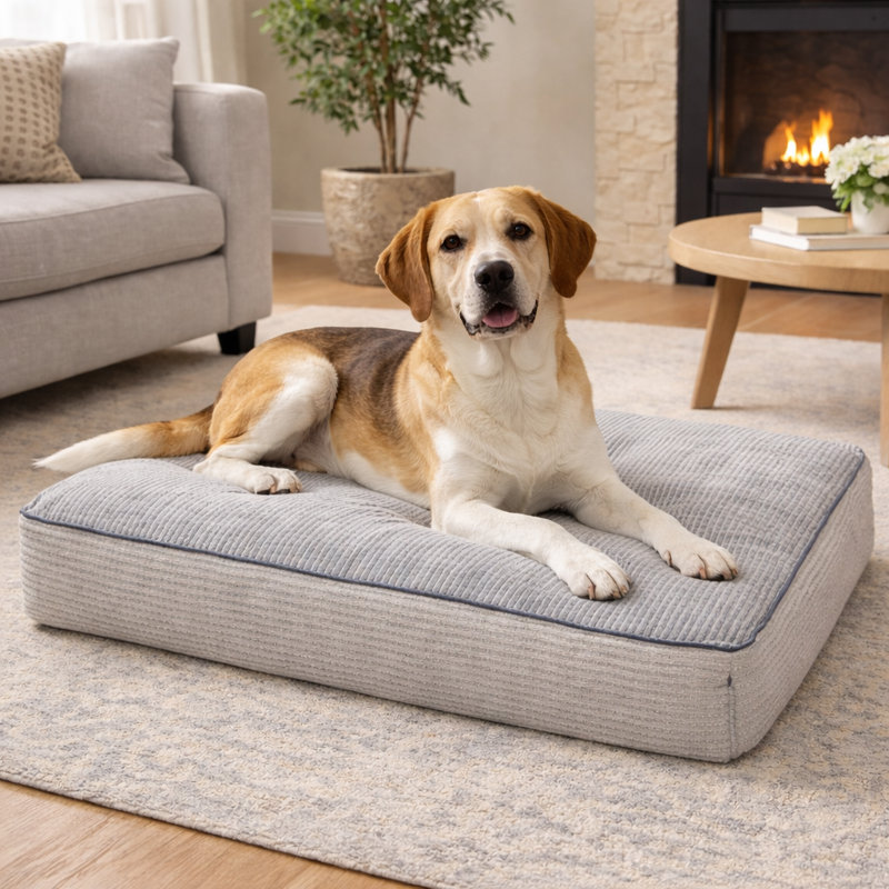 Lit orthopédique pour animaux en mousse à mémoire de forme - Housse lavable à la machine - Lit pour chien en cage avec fond antidérapant