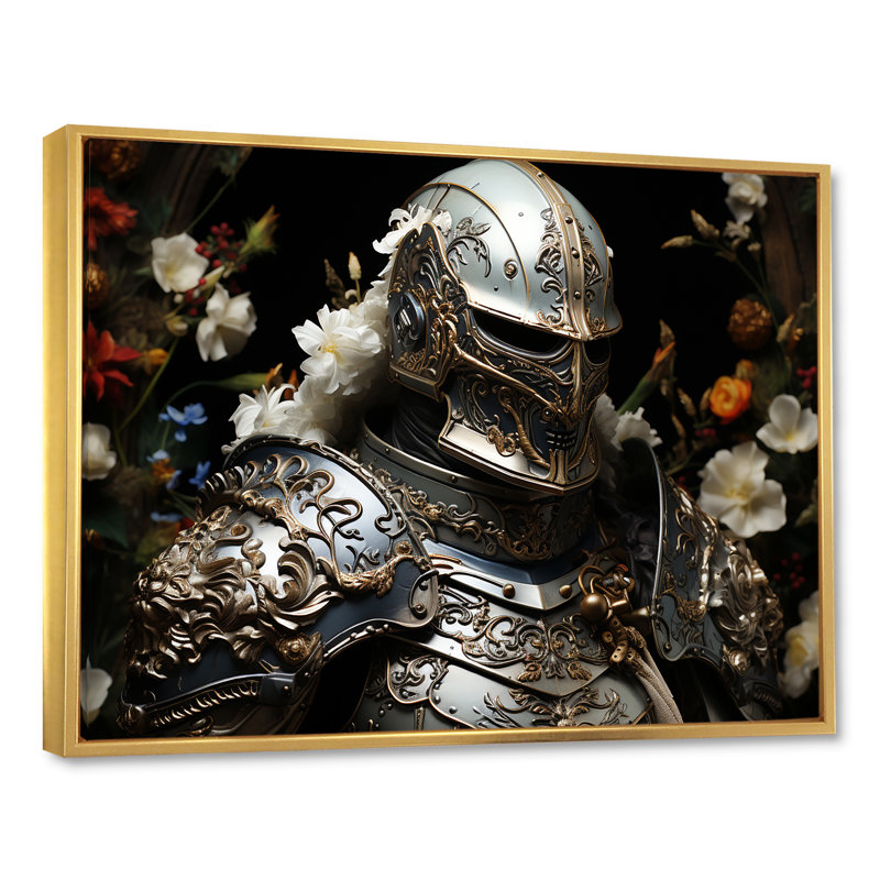 Mediaval Knights Armor - Art mural militaire, Cadre flottant doré, H 12 po x l 20 po x P 1 po
