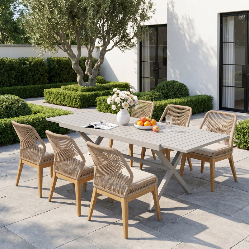 Ensemble repas pour 6 personnes avec table extensible