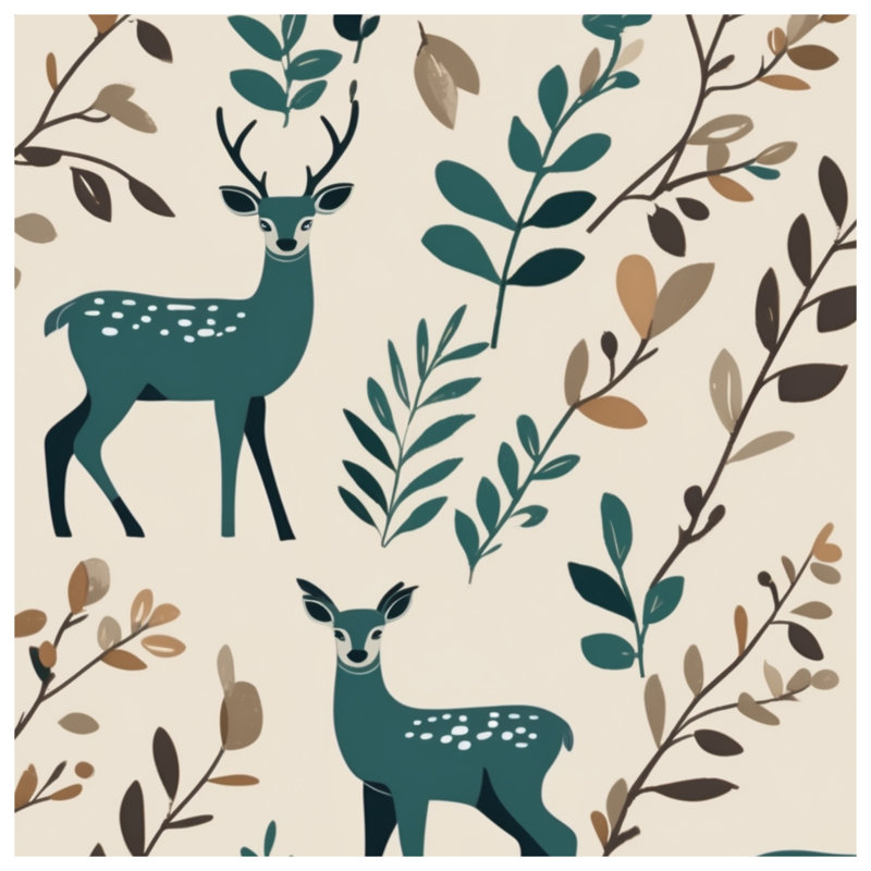 Deer And Leaves Pattern Blankets, 50in W x 60in H