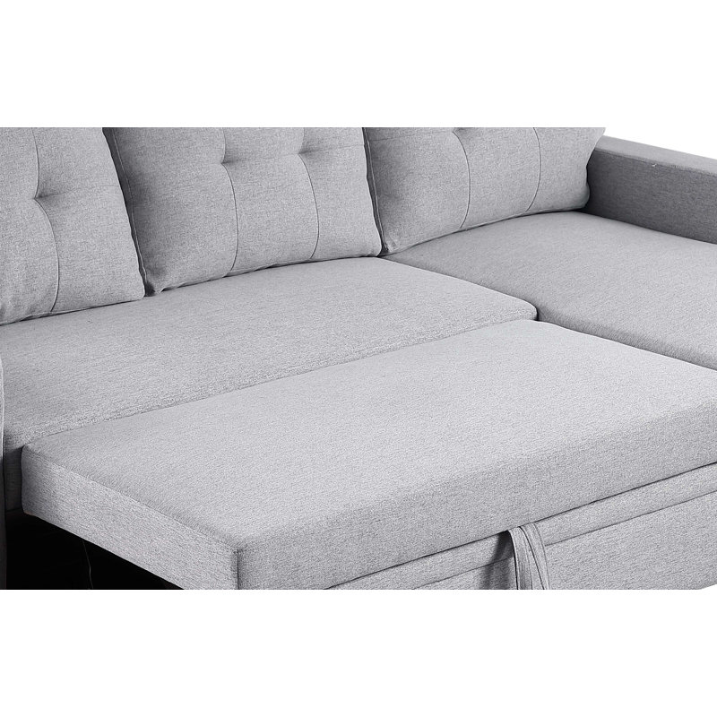 Canapé modulaire rembourré avec méridienne, Gris clair