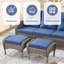 Ensemble de chaises pivotantes d'extérieur en rotin 5 pièces avec repose-pieds Esquer-965875343