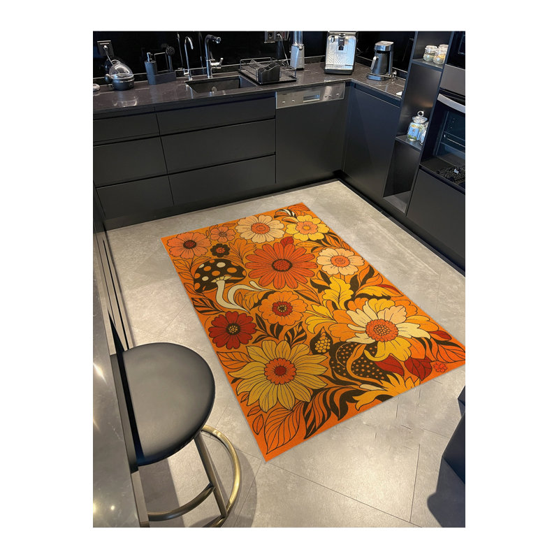 Tapis orange tissé lavable Mosso, 6'7" x 9'10"